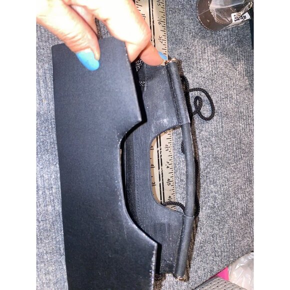 La Regale Black Fabric Evening Bag with Rope Strap Made in China 10 Inches - Picture 7 of 12